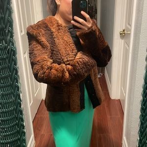 LAFAYETTE 148 NEW YORK light weight Reversible Black Leather/Rabbit Hair Jacket,